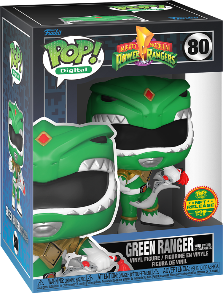 Funko Pop! Digital: Power Rangers- Green Ranger with Sword of Darkness NFT GRAIL Physical Pop